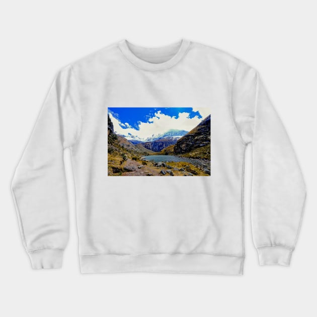 The trail to Laguna 69 Crewneck Sweatshirt by stevepaint